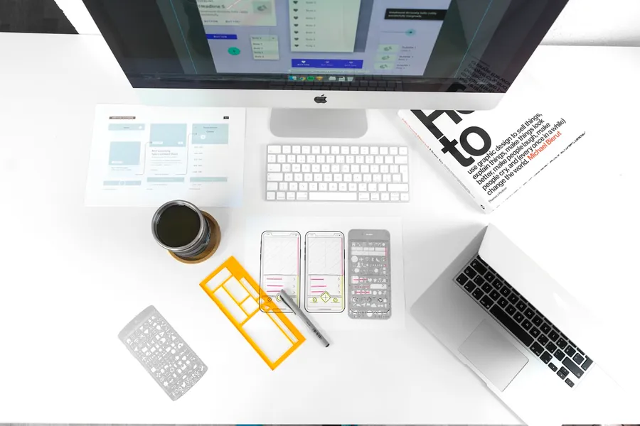 Designer sketching and working with design tools