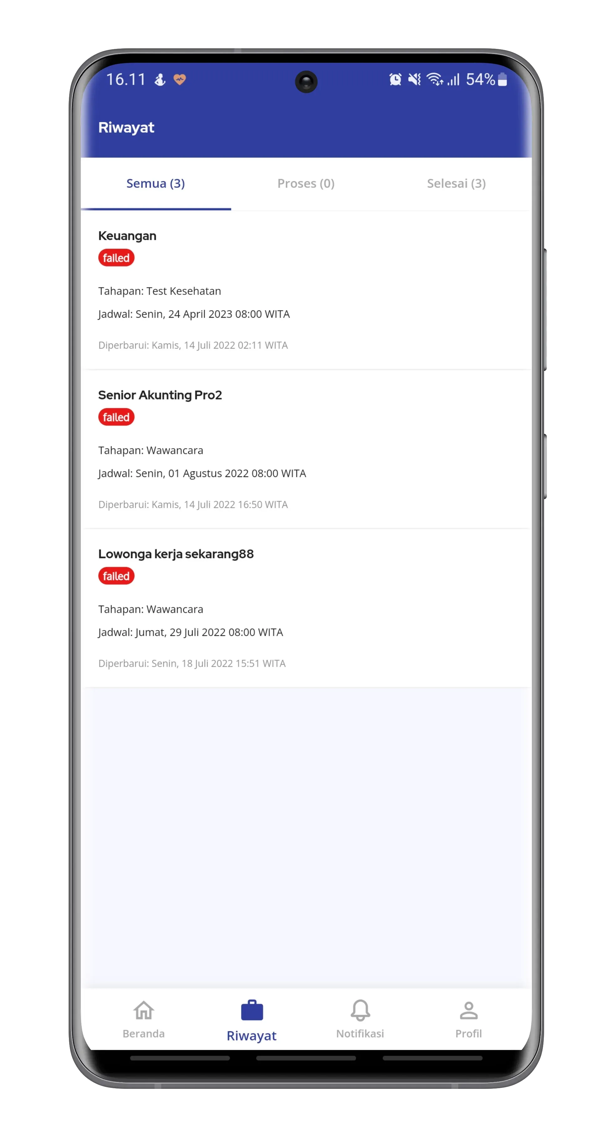 Search filters by location and industry