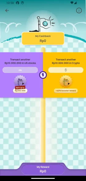 Aplikasi consumer fintech — layar reward/cashback